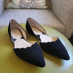 Adrienne Vittadini Scalloped Black Friskie Flats - 8M